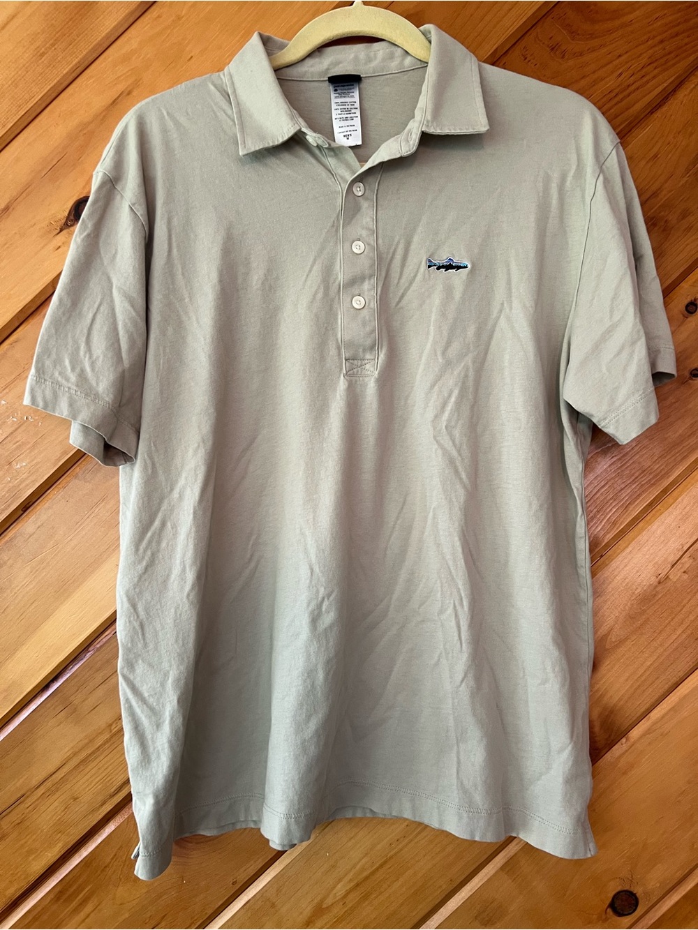 Patagonia Men's Short-Sleeve Polo Shirt in Light Beige Medium